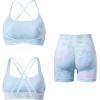 imageSUUKSESS Women 3 piece Workout Sets Padded Strappy Sports Bra Booty Shorts Set1 Candy Tie Dye
