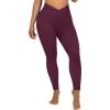 imageSUUKSESS Women Crossover Seamless Leggings Butt Lifting High Waisted Workout Yoga Pants1 Black Cherry