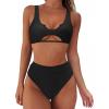 imageSUUKSESS Women Cutout Bikini Sets Push Up High Waisted Swimsuits 2 Piece13 Black