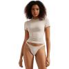 imageSUUKSESS Women Double Lined Fitted Basic Tee Crew Neck Short Sleeve Y2K Crop TopSoft Sand