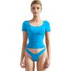 imageSUUKSESS Women Double Lined Fitted Basic Tee Scoop Neck Short Sleeve Y2K Crop TopRoyal Blue