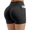 imageSUUKSESS Women Hidden Scrunch Butt Lifting Workout Biker Shorts with Pockets 4quot Seamless High Waisted Gym ShortsBlack