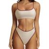 imageSUUKSESS Women High Waisted 2 Piece Bikini Set Cheeky High Cut Bandeau Swimsuit61 Beige Brown