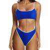 imageSUUKSESS Women High Waisted 2 Piece Bikini Set Cheeky High Cut Bandeau Swimsuit61 Royal Blue