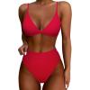 imageSUUKSESS Women High Waisted High Cut Bikini Set Sexy Triangle Two Piece Swimsuits1 Red