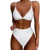 imageSUUKSESS Women High Waisted High Cut Bikini Set Sexy Triangle Two Piece Swimsuits1 White