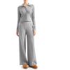 imageSUUKSESS Women Knit Long Sleeve Lounge Sets Ribbed Matching Comfy Two Piece SetsGrey