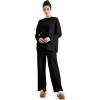 imageSUUKSESS Women Lounge Sets 2 Piece Pajamas Sets Long Sleeve Tops Wide Leg PantsBlack