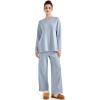 imageSUUKSESS Women Lounge Sets 2 Piece Pajamas Sets Long Sleeve Tops Wide Leg PantsSky Blue