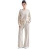 imageSUUKSESS Women Modal Fall 2 piece outfits Oversized Sweatshirt Wide Leg PantsApricot