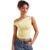 imageSUUKSESS Women Off Shoulder Tops Sleeveless Shirts Y2K Going Out Crop Tank TopButter Yellow