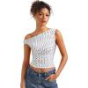 imageSUUKSESS Women Off Shoulder Tops Sleeveless Shirts Y2K Going Out Crop Tank TopPolka Dots