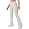 imageSUUKSESS Women Ribbed Seamless Flare Leggings Bootcut High Waist Yoga Pants1 Beige