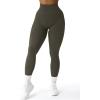 imageSUUKSESS Women Ribbed Seamless Leggings High Waisted Workout Gym Yoga Pants18 Olive Green