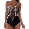 imageSUUKSESS Women Ruffle High Waisted Tankini Swimsuits Tummy Control Bathing Suit98 Black Leopard