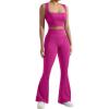 imageSUUKSESS Women Seamless Gym Set Tummy Control Flare Legging Square Neck Crop Top