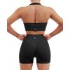 imageSUUKSESS Women Seamless Ribbed Workout Set Backless Sports Bra Booty Biker ShortBlack