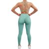 imageSUUKSESS Women Seamless Workout Sets Strappy Sports Bra High Waist Booty Leggings Outfits2 Light Green