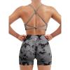 imageSUUKSESS Women Seamless Workout Sets Strappy Sports Bra High Waist Booty Shorts Outfits1 Black Grey Tie Dye