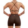 imageSUUKSESS Women Seamless Workout Sets Strappy Sports Bra High Waist Booty Shorts Outfits1 Deep Brown