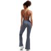 imageSUUKSESS Women Sexy Backless Ribbed Flare Jumpsuit Sleeveless One Piece Bodycon31 Grey Blue