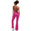 imageSUUKSESS Women Sexy Backless Ribbed Flare Jumpsuit Sleeveless One Piece Bodycon31 Hot Pink