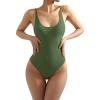 imageSUUKSESS Women Sexy Scoop Neck Thong Bodysuit Backless Cami Bodysuit Top03 Army Green