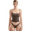 imageSUUKSESS Women Sexy Square Neck Tank Top Summer Y2K Going Out Basic Cami Shirt01 Brown