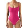imageSUUKSESS Women Sexy Square Neck Thong Bodysuit Backless Cami Bodysuit Top01 Hot Pink