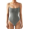 imageSUUKSESS Women Sexy Square Neck Thong Bodysuit Backless Cami Bodysuit Top02 Light Gray