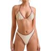 imageSUUKSESS Women Sexy Thong String 2 Piece Bikini Set Cheeky Halter Swimsuit71 Beige Brown