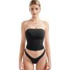 imageSUUKSESS Women Sexy Tube Top Summer Y2K Going Out Double Lined Basic Tank Top01 Black