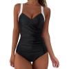 imageSUUKSESS Women Sexy Twist Push Up Tankini Swimsuit Tummy Control Bathing Suits72 Black White