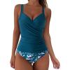 imageSUUKSESS Women Sexy Twist Push Up Tankini Swimsuit Tummy Control Bathing Suits72 Blue Floral