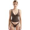 imageSUUKSESS Women Sexy V Neck V Back Tank Top Summer Sleeveless Going Out Double Lined Basic TopsBrown