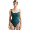 imageSUUKSESS Women Square Neck Lace Bodysuit Sleeveless Spaghetti Strap Tank TopPeacock Blue