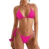 imageSUUKSESS Women String Bikini Set Tie Side Thong Sexy Halter Swimsuits 2 Pieces25 Hot Pink