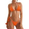 imageSUUKSESS Women String Bikini Set Tie Side Thong Sexy Halter Swimsuits 2 Pieces25 Orange