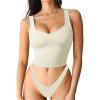 imageSUUKSESS Women Sweetheart Neckline Longline Sports Bra Padded Basic Workout Crop Tank TopCream