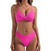 imageSUUKSESS Women Twist High Waisted Two Piece Bikini Sets V Cut Push Up Swimsuits83 Hot Pink