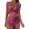imageSUUKSESS Women Wrap Bikini Set Push Up High Waisted 2 Piece Swimsuits87 Musty Purple