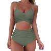 imageSUUKSESS Women Wrap Bikini Set Push Up High Waisted 2 Piece SwimsuitsArmy Green