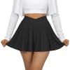 imageSUUKSESS Womens Pleated Tennis Skirt Crossover High Waisted Mesh Golf Skorts3 Black