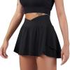 imageSUUKSESS Womens Pleated Tennis Skirt Crossover High Waisted Mesh Golf Skorts4 Layered Black