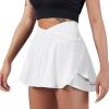 imageSUUKSESS Womens Pleated Tennis Skirt Crossover High Waisted Mesh Golf Skorts4 Layered White