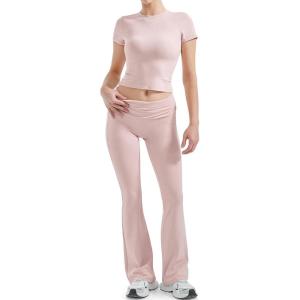 imageSUUKSESS Women 2 Piece Lounge Sets Going Out Y2K Foldover Pants Matching PajamasPink