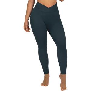 imageSUUKSESS Women Crossover Seamless Leggings Butt Lifting High Waisted Workout Yoga Pants1 Deep Green