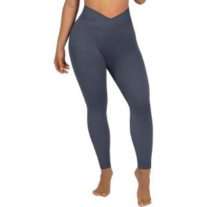 imageSUUKSESS Women Crossover Seamless Leggings Butt Lifting High Waisted Workout Yoga Pants1 Navy Blue