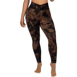 imageSUUKSESS Women Crossover Seamless Leggings Butt Lifting High Waisted Workout Yoga Pants1 Tie Dye Brown