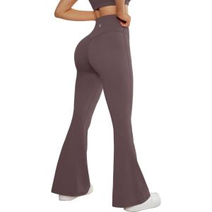 imageSUUKSESS Women Flare Leggings Scrunch Butt Lifting Bootcut High Waist Yoga Pants14 Tea Leaf